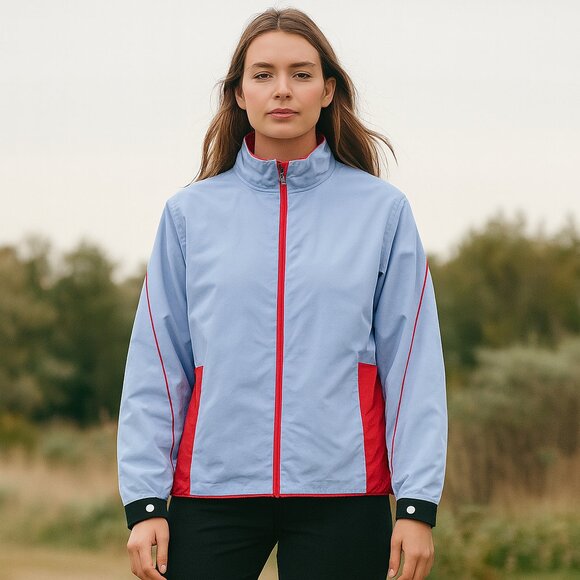 SUNICE | Hurricane Goretex Light Blue & Red Rain Jacket - Womens XL - Picture 1 of 11